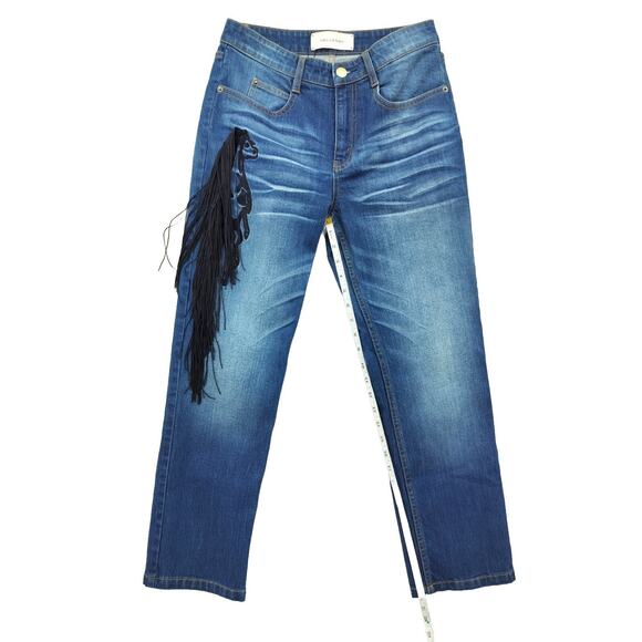 Hellessy Women's Bloomfield Fringe Trim Straight Jeans Size 4 - Picture 3 of 10